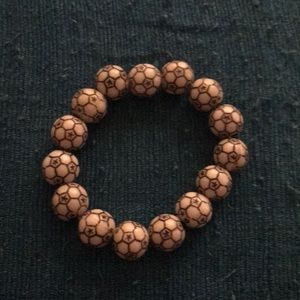 Beaded soccer balls beaded stretchy bracelet